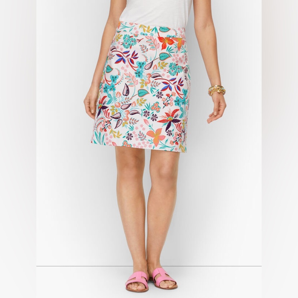Talbots Canvas A-Line Skirt Lush Floral NWT Size 14‎